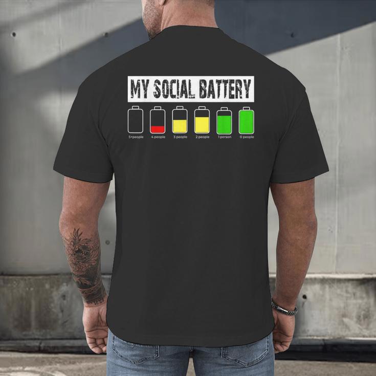 Introvert My Social Battery Low Level Graphic Men's Back Print T-Shirt Introvert My Social Battery Low Level Graphic Men's Back Print T-Shirt