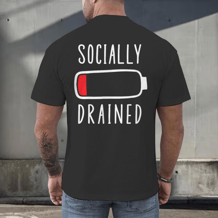 Introvert Socially Drained Battery Men's Back Print T-Shirt Introvert Socially Drained Battery Men's Back Print T-Shirt