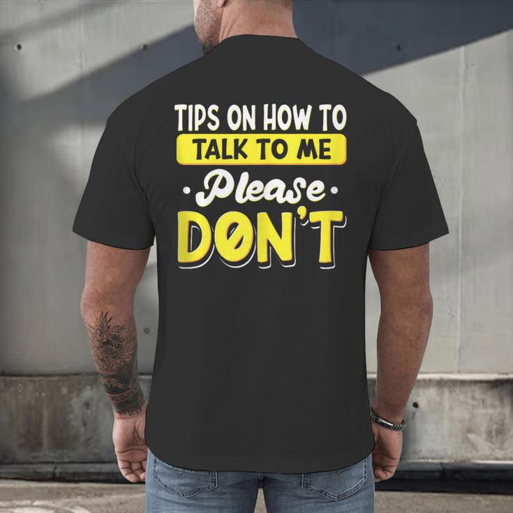Introvert Tips On How To Talk To Me Please Don't Antisocial Men's Back Print T-Shirt Introvert Tips On How To Talk To Me Please Don't Antisocial Men's Back Print T-Shirt