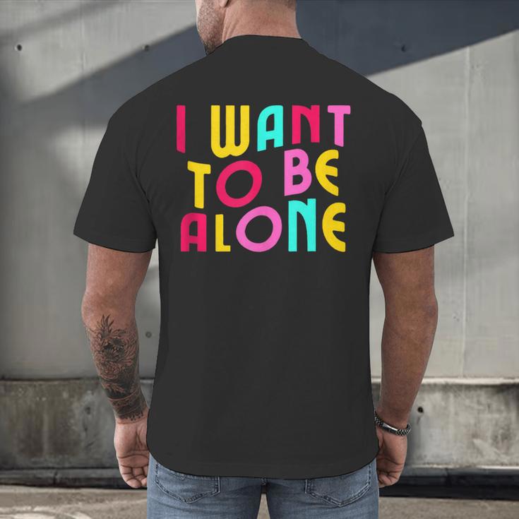 Introvert I Want To Be Alone Retro Wavy Men's Back Print T-Shirt Introvert I Want To Be Alone Retro Wavy Men's Back Print T-Shirt