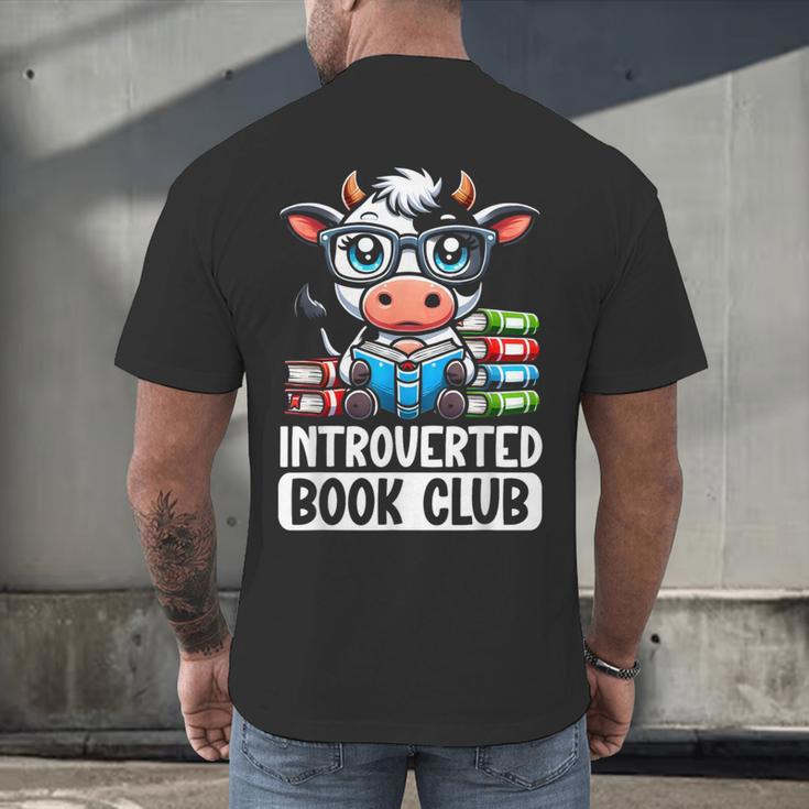Introverted Book Club Reading Lover Cow Men's Back Print T-Shirt