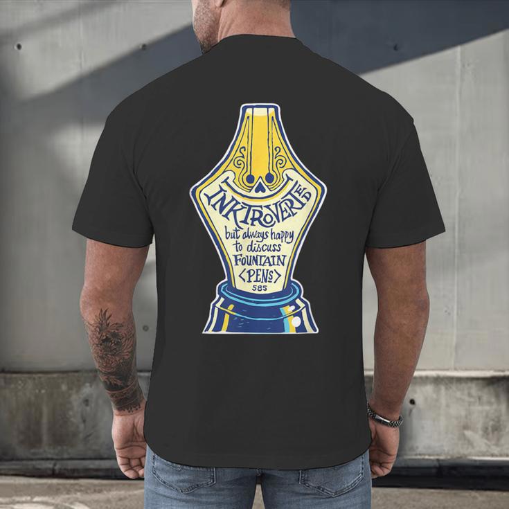 Introverted Fountain Pen Enthusiast Smiling Face Men's Back Print T-Shirt Introverted Fountain Pen Enthusiast Smiling Face Men's Back Print T-Shirt