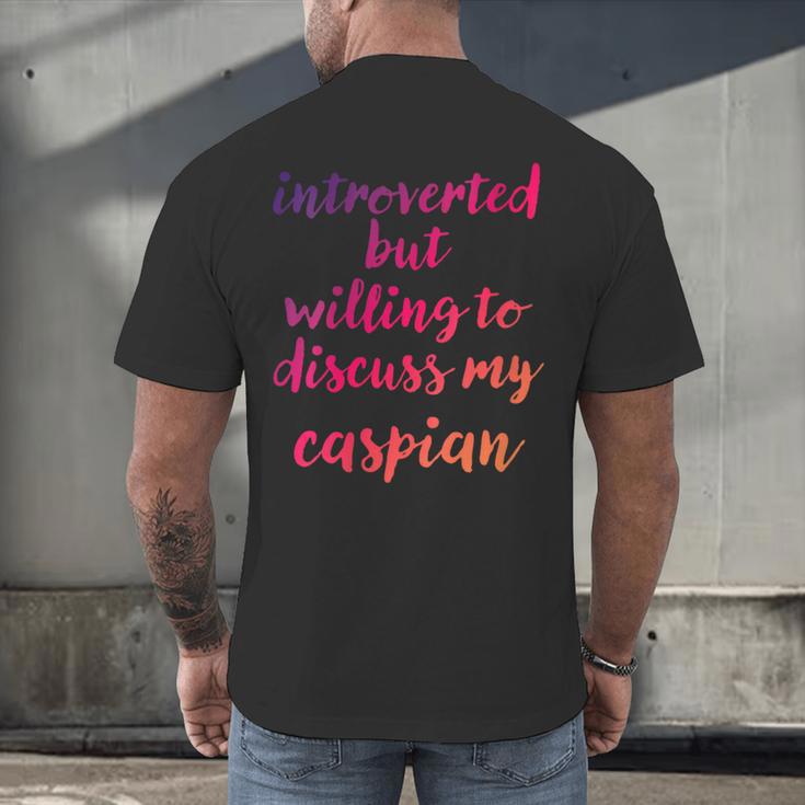 Introverted Willing To Discuss Caspian Introvert Men's Back Print T-Shirt Introverted Willing To Discuss Caspian Introvert Men's Back Print T-Shirt