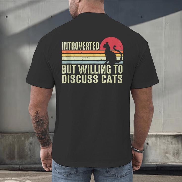 Introverted But Willing To Discuss Cats Kitten Pet Lover Men's Back Print T-Shirt Introverted But Willing To Discuss Cats Kitten Pet Lover Men's Back Print T-Shirt