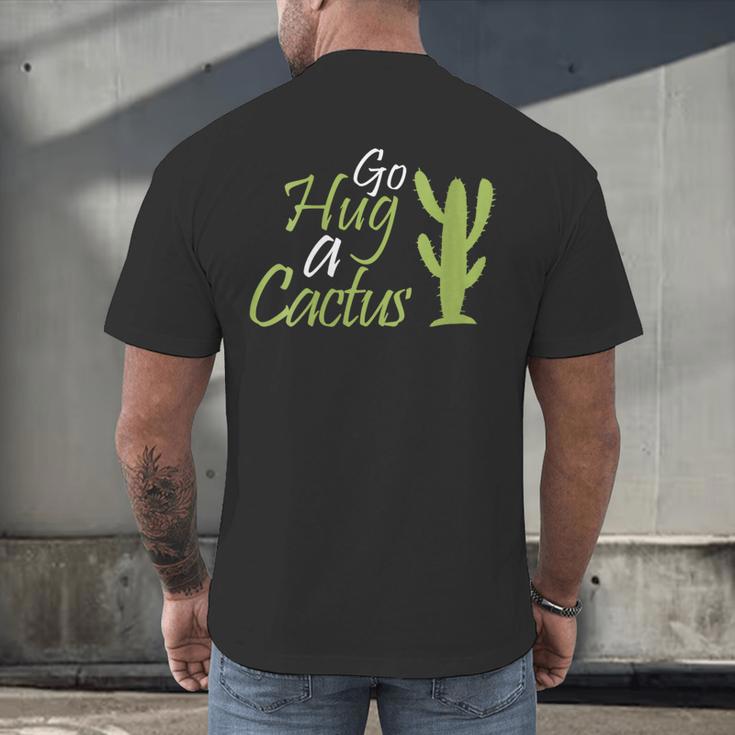 Introverts Sassy Saying Sassy Quote No Hugs Go Hug Cactus Men's Back Print T-Shirt Introverts Sassy Saying Sassy Quote No Hugs Go Hug Cactus Men's Back Print T-Shirt