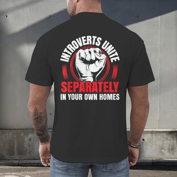 Introverts Unite Separately In Your Own Homes Saying Men's Back Print T-Shirt Introverts Unite Separately In Your Own Homes Saying Men's Back Print T-Shirt