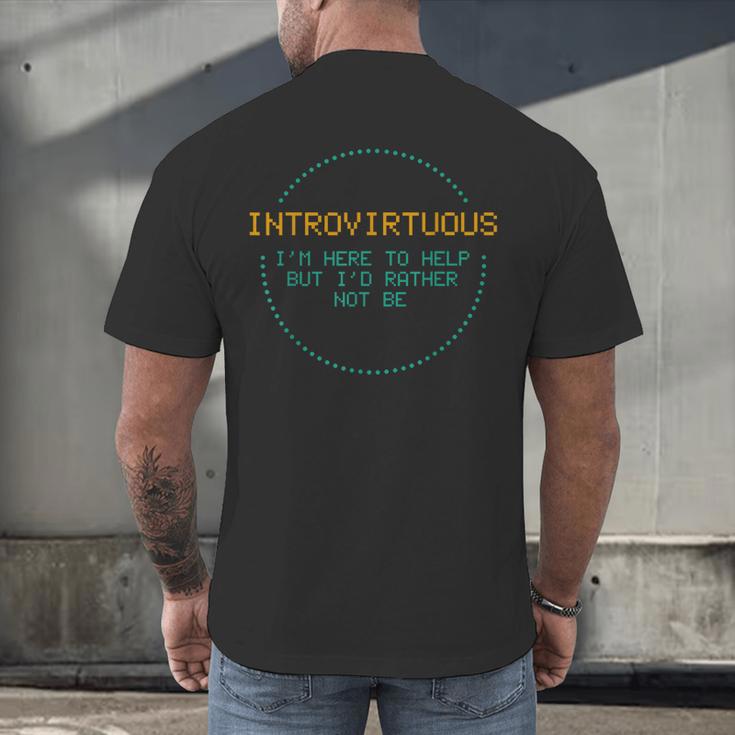 Introvirtuous Retro Pixel Funny Introvert Quote Men's Back Print T-Shirt