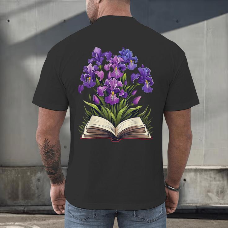 Irises Flowers Book Iris Floral Men's Back Print T-Shirt
