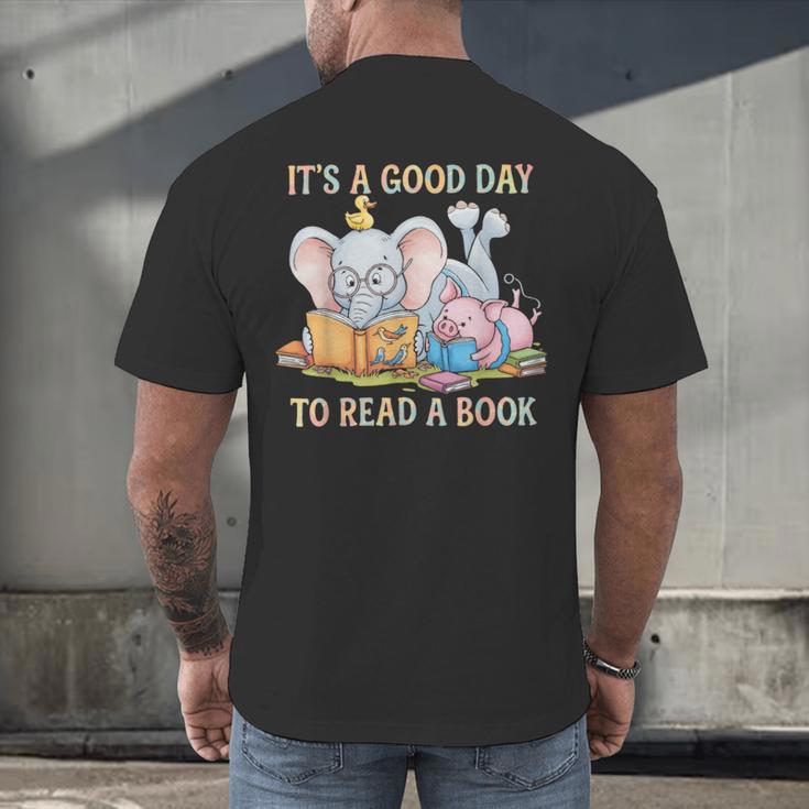 Its A Good Day To Read A Book Cute Pig & Elephant Adventure Men's Back Print T-Shirt