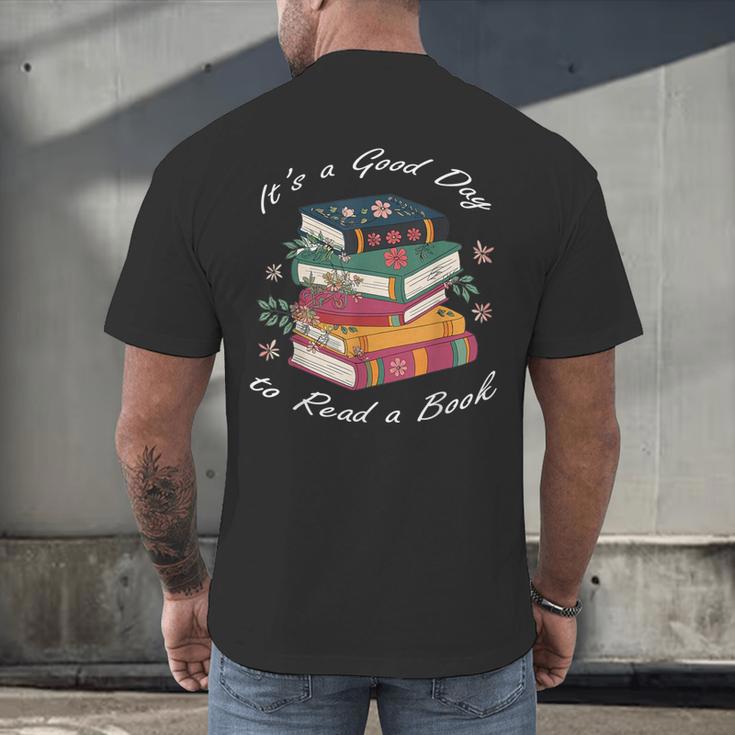 It's a Good Day To Read a Book Floral Stack Tee Men's Back Print T-Shirt