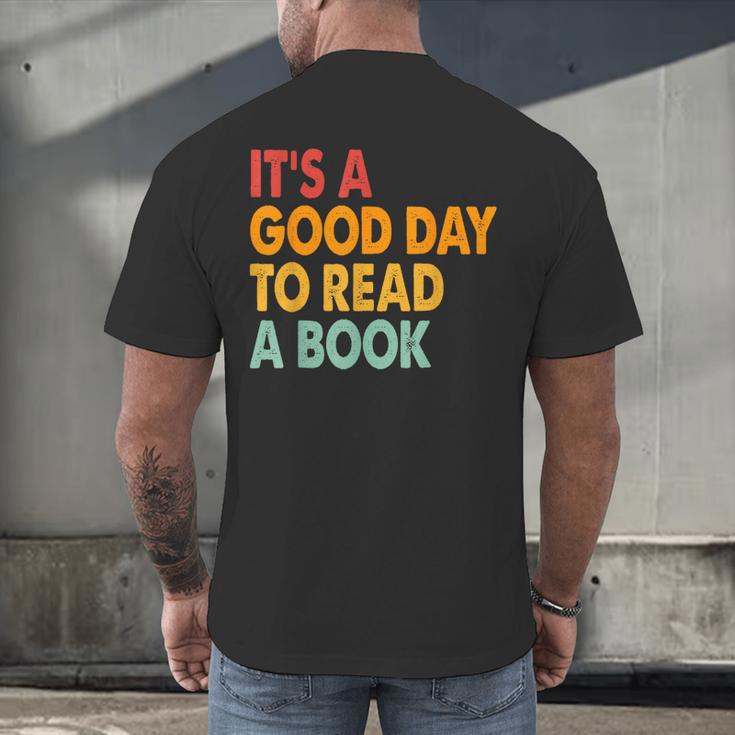 It's A Good Day To Read A Book Retro Vintage Teacher Men's Back Print T-Shirt It's A Good Day To Read A Book Retro Vintage Teacher Men's Back Print T-Shirt
