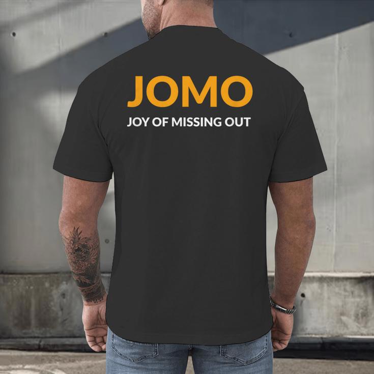 JOMO Joy Of Missing Out Introvert Men's Back Print T-Shirt JOMO Joy Of Missing Out Introvert Men's Back Print T-Shirt