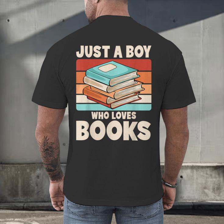 Just A Boy Who Loves Books Reading Bookworm Boys Kids Men's Back Print T-Shirt