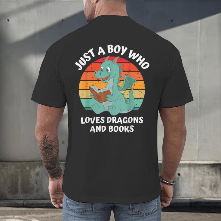 Just A Boy Who Loves Dragons And Books Kids Toddler Baby 5T Men's Back Print T-Shirt