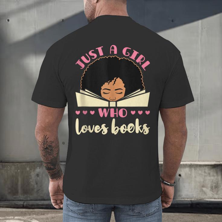 Just a Girl Who Loves Books African American Book Nerd Lover Men's Back Print T-Shirt Just a Girl Who Loves Books African American Book Nerd Lover Men's Back Print T-Shirt