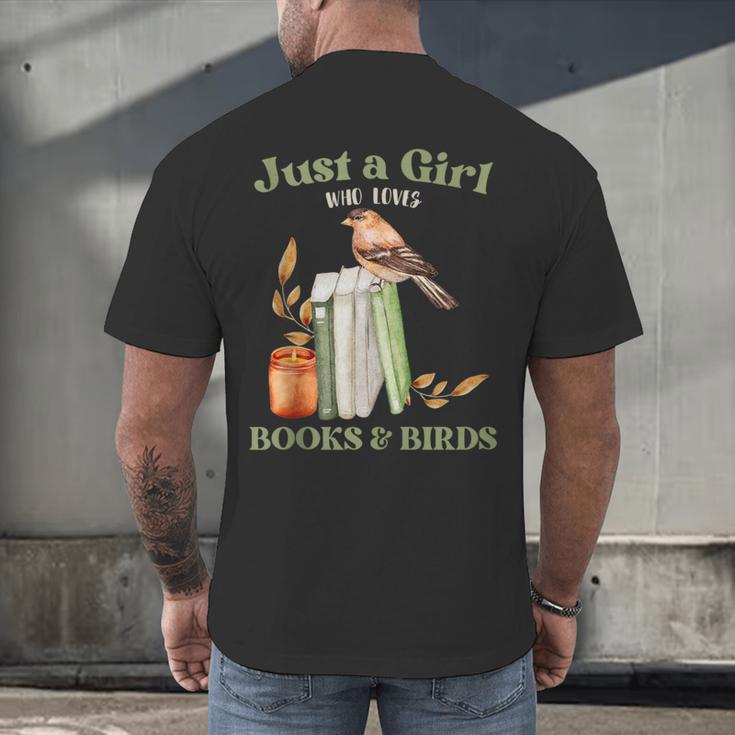 Just a Girl Who Loves Books And Birds Book Reading Bird Love Men's Back Print T-Shirt