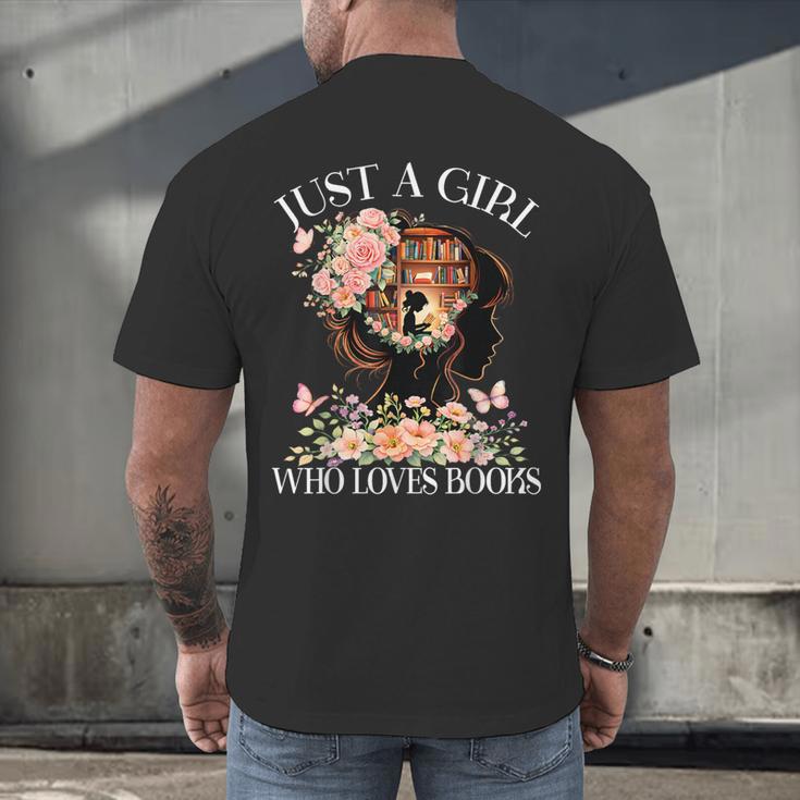 Just A Girl Who Loves Books Book Lover Reading For Women Men's Back Print T-Shirt