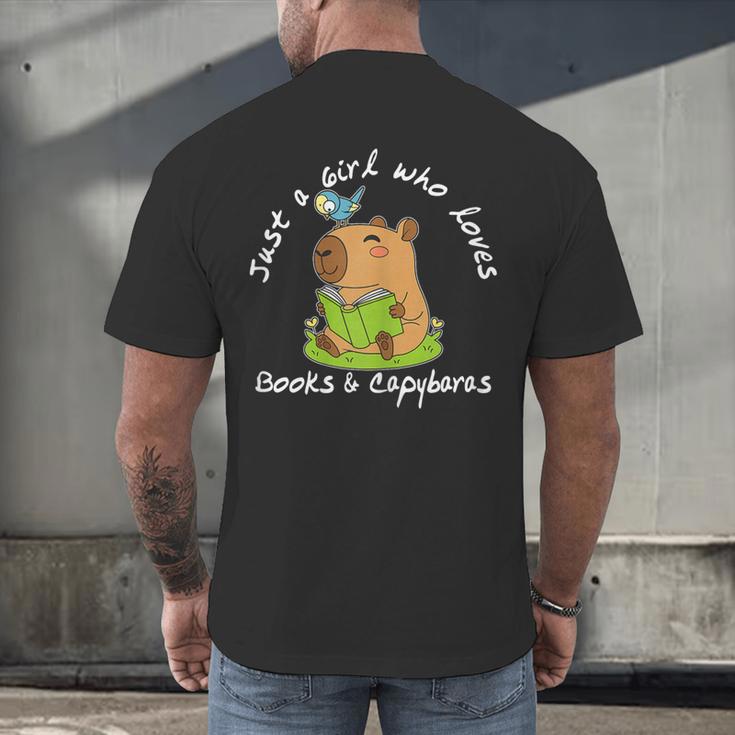Just a Girl Who Loves Books And Capybaras Men's Back Print T-Shirt Just a Girl Who Loves Books And Capybaras Men's Back Print T-Shirt