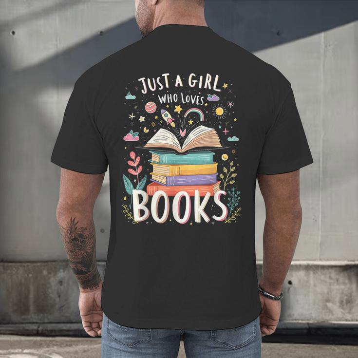 Just a Girl Who Loves Books Cute Book Lover Bookworm Men's Back Print T-Shirt Just a Girl Who Loves Books Cute Book Lover Bookworm Men's Back Print T-Shirt