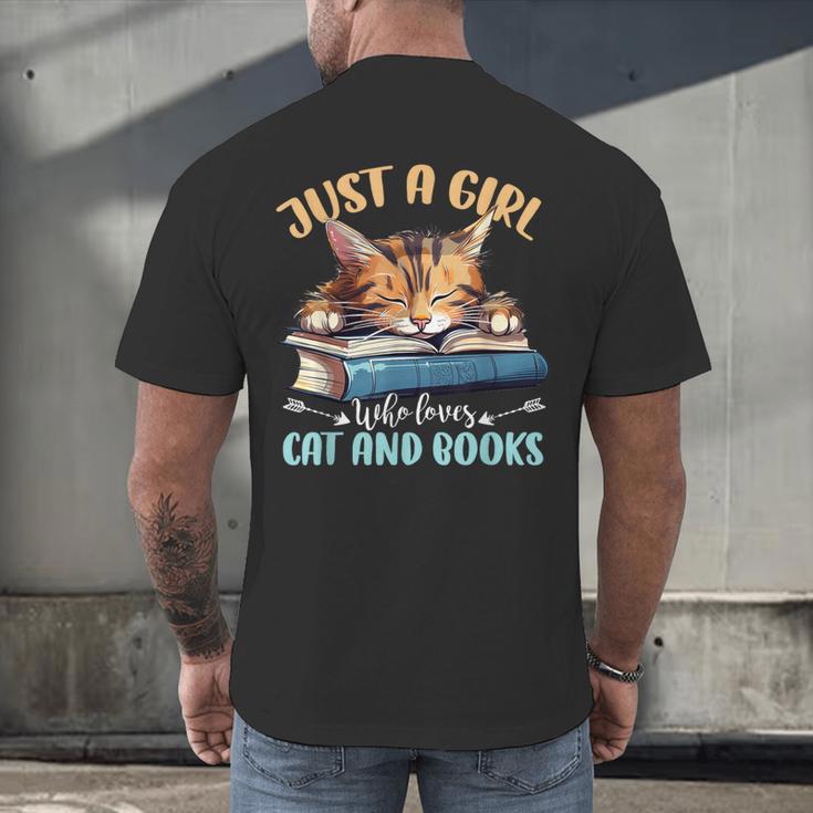 Just a Girl Who Loves Cats And Books Kitties Pet Art Lover Men's Back Print T-Shirt
