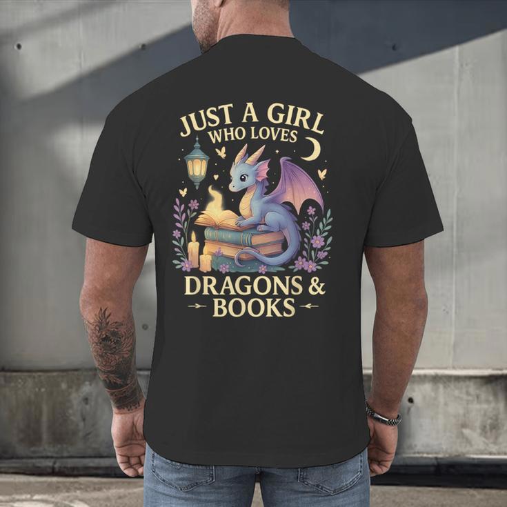Just a Girl Who Loves Cute Dragons And Books Men's Back Print T-Shirt Just a Girl Who Loves Cute Dragons And Books Men's Back Print T-Shirt