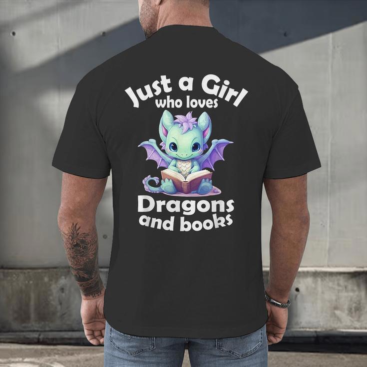 Just a Girl Who Loves Dragons And Books Dragon For Kids Men's Back Print T-Shirt Just a Girl Who Loves Dragons And Books Dragon For Kids Men's Back Print T-Shirt