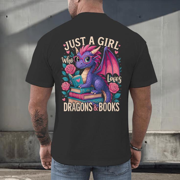 Just a Girl Who Loves Dragons And Books Dragon Men's Back Print T-Shirt Just a Girl Who Loves Dragons And Books Dragon Men's Back Print T-Shirt