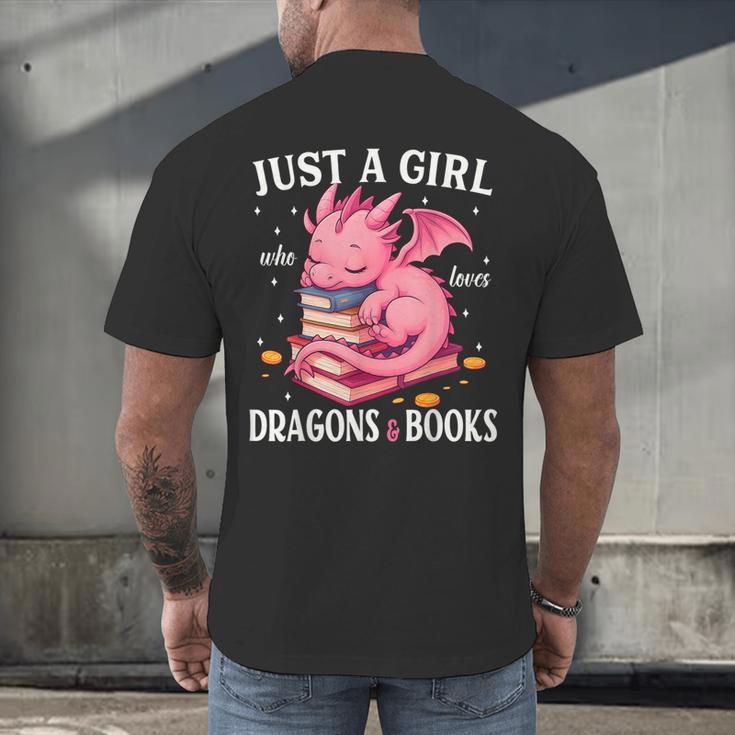 Just A Girl Who Loves Dragons And Books Dragon Reading Lover Men's Back Print T-Shirt
