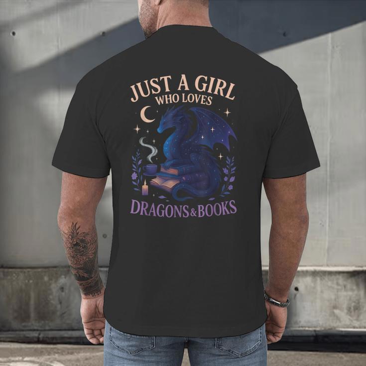 Just a Girl Who Loves Dragons And Books Fantasy Men's Back Print T-Shirt