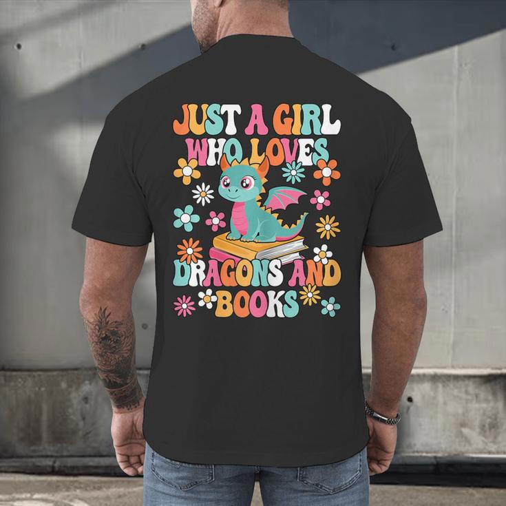 Just A Girl Who Loves Dragons And Books Reading Bookworm Men's Back Print T-Shirt