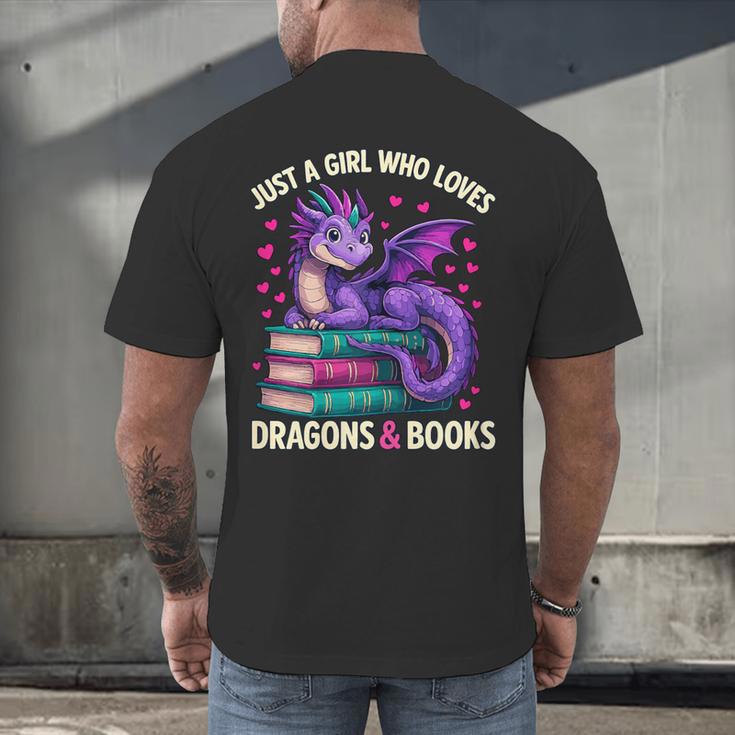 Just a Girl Who Loves Dragons And Books Reading Men's Back Print T-Shirt