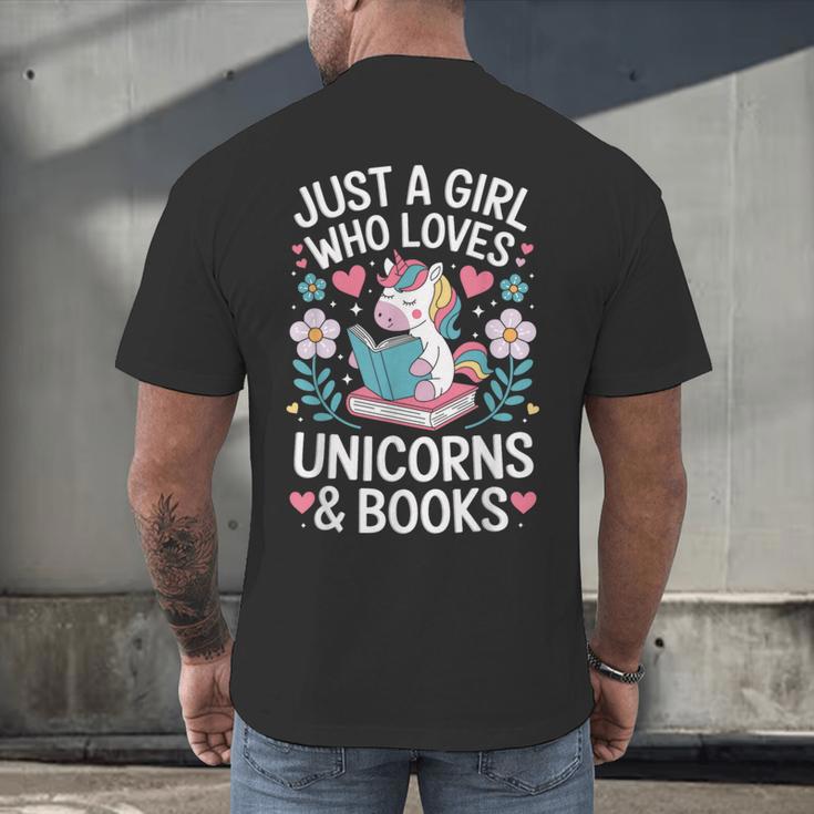 Just a Girl Who Loves Unicorns And Books Men's Back Print T-Shirt Just a Girl Who Loves Unicorns And Books Men's Back Print T-Shirt