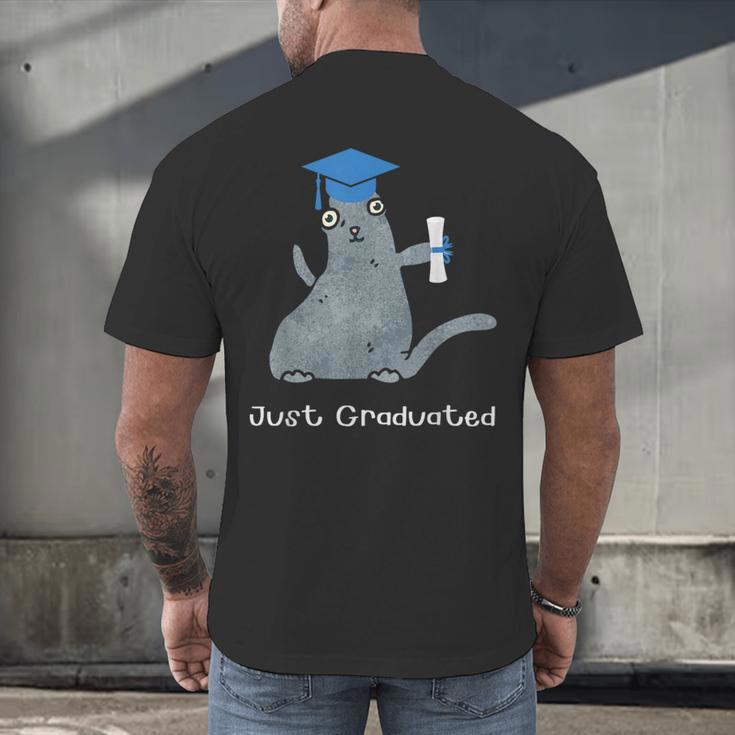 Just Graduated Cat With Graduation Cap And Diploma For Men Women Girls Kids Men's Back Print T-Shirt
