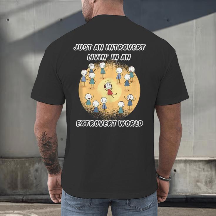 Just An Introvert Living In An Extrovert World Stickmen Men's Back Print T-Shirt