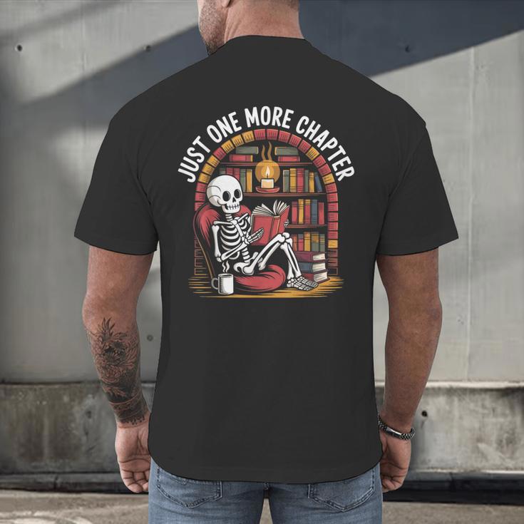 Just One More Chapter Skeleton Reading Cozy Books Men's Back Print T-Shirt