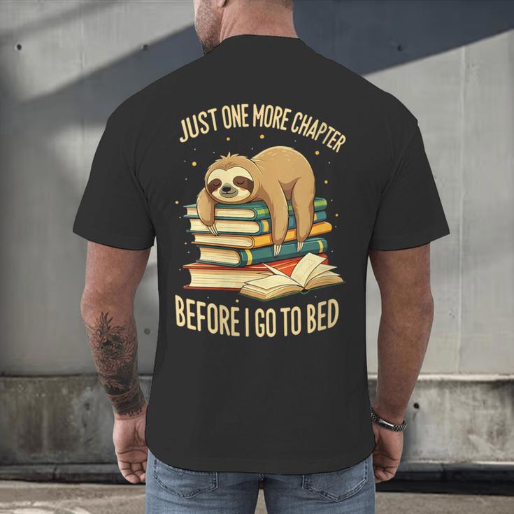 Just One More Chapter Sloth Sleeping On Books Reading Men's Back Print T-Shirt