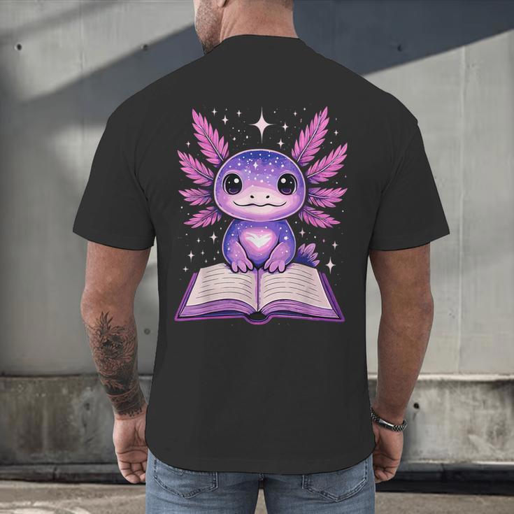 Kawaii Axolotl Cute Axolotls Reading Book Men's Back Print T-Shirt