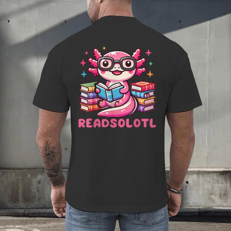 Kawaii Axolotl Readsolotl Book Lover Reading Bookworm Girls Men's Back Print T-Shirt Kawaii Axolotl Readsolotl Book Lover Reading Bookworm Girls Men's Back Print T-Shirt