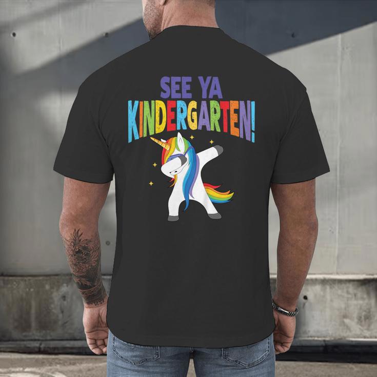 Kids Dabbing Unicorn Kindergarten Graduation See Ya Men's Back Print T-Shirt