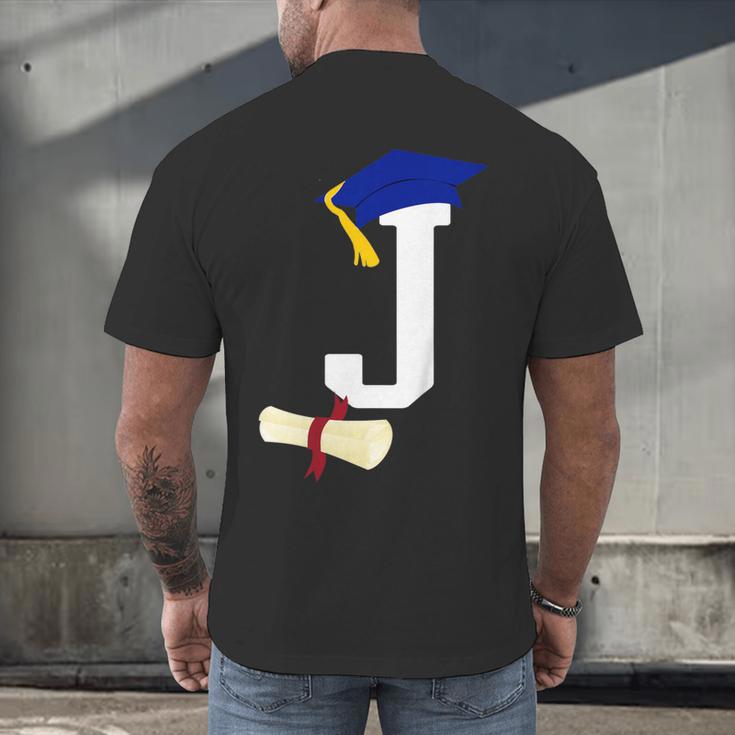 Kids Initial J Letter For Boys Preschool Graduation Kindergarten Men's Back Print T-Shirt