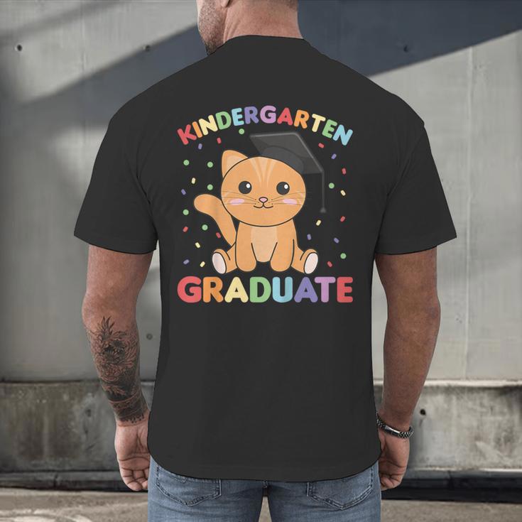 Kids Kindergarten Graduate Cat Graduation Men's Back Print T-Shirt