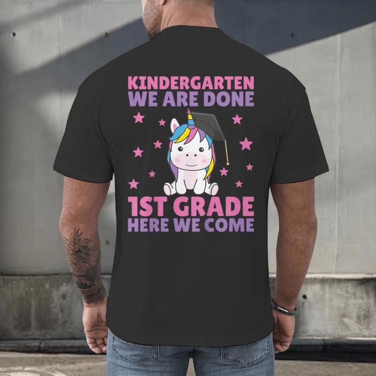 Kids Kindergarten Graduate Unicorn Graduation Men's Back Print T-Shirt