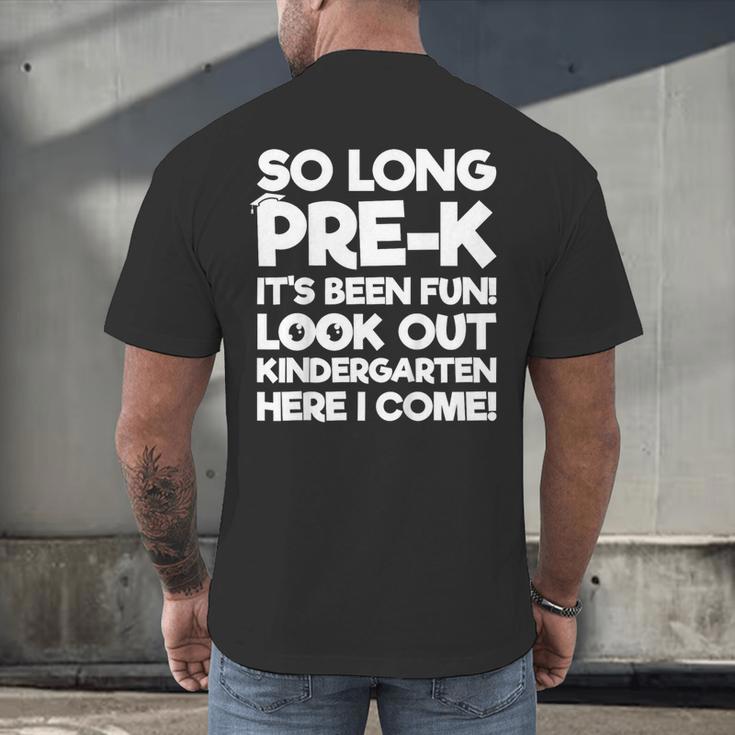 Kids Last Day Pre-K Kindergarten Here I Come Graduation Men's Back Print T-Shirt