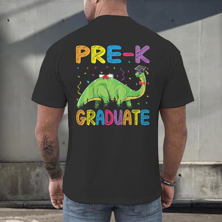 Kids Pre-K Graduate Brontosaurus Dino Pre Kindergarten Graduation Men's Back Print T-Shirt