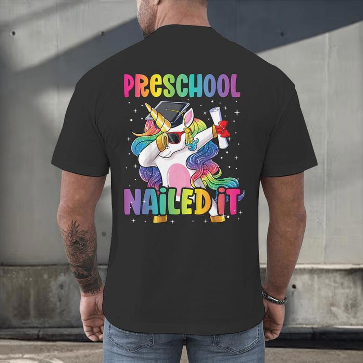Kids Preschool Graduate Unicorn Nailed It Preschool Graduation Men's Back Print T-Shirt