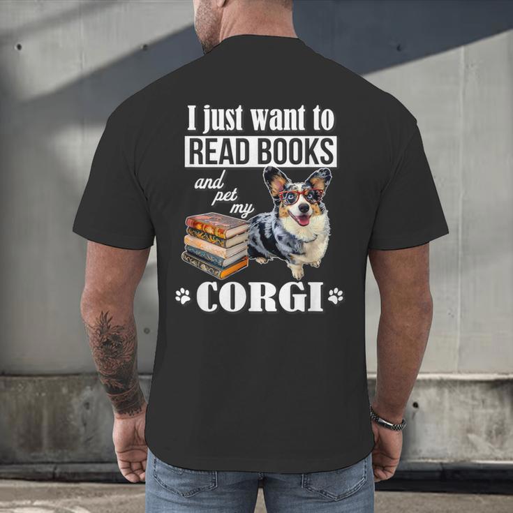 Kids Read Books & Pet My Blue Merle Corgi Lover Men's Back Print T-Shirt