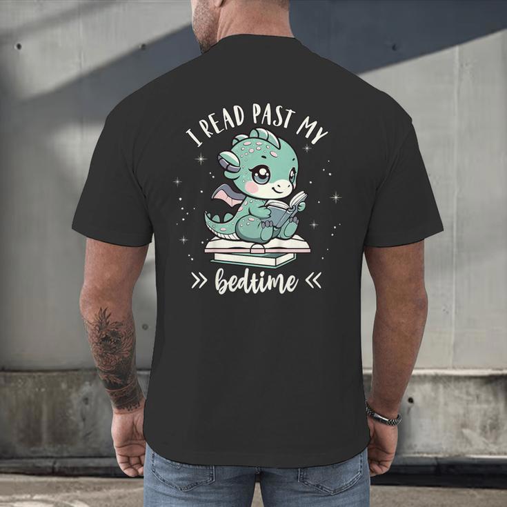 Kids I Read Past My Bedtime Cute Book Dragon Pajama Men's Back Print T-Shirt