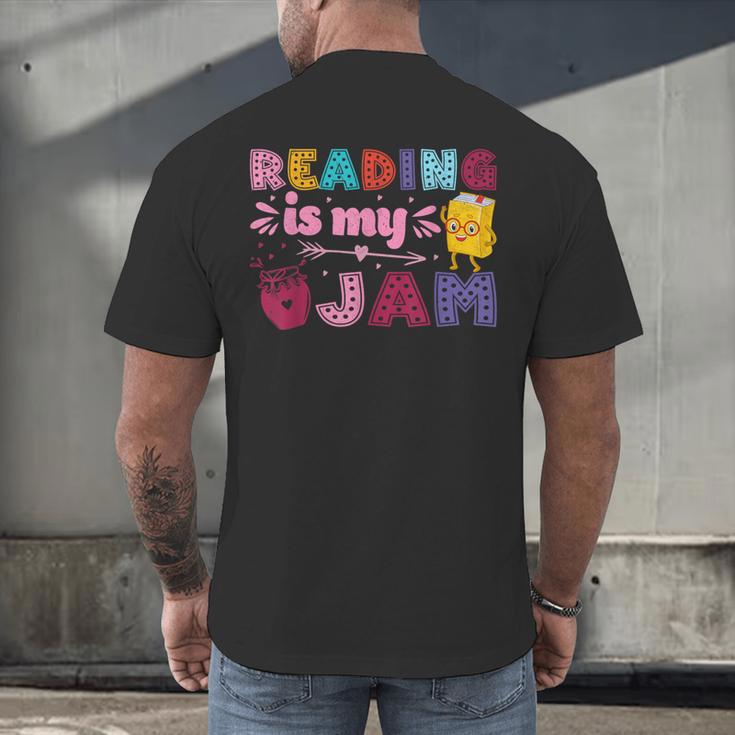 Kids Reading Book Lover Reading Is My Jam Men's Back Print T-Shirt