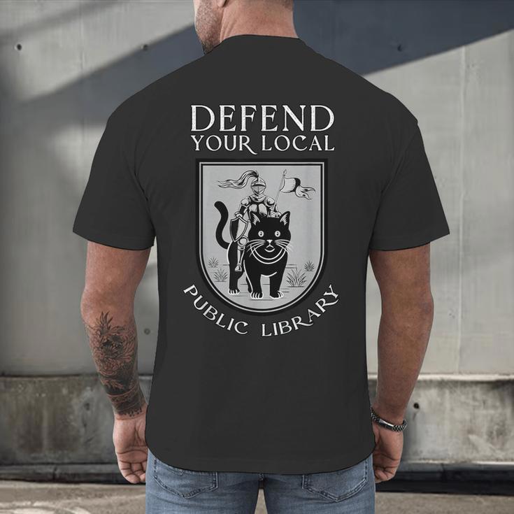 Knight Cat Defend Your Public Library Book Lover Men's Back Print T-Shirt