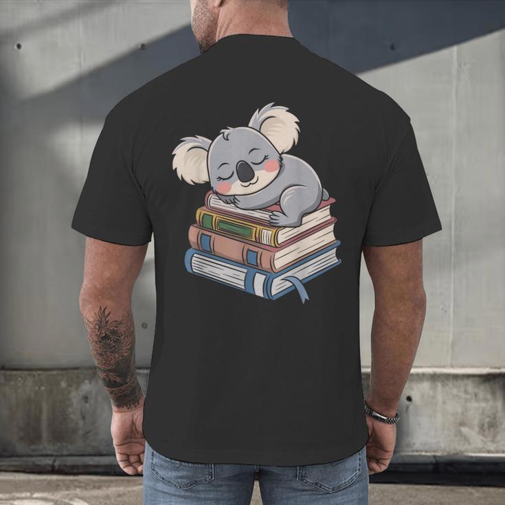 Koala Reading Book Pajama Sleep Men's Back Print T-Shirt